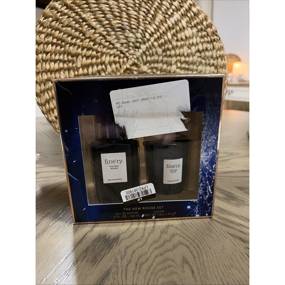 Fine'ry The New Rouge Gift Set – Eau de Parfum 2 floz + Scented Candle 1.8oz NEW